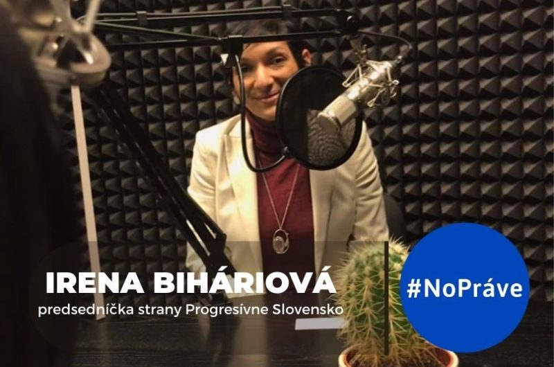 Irena Biháriová v štúdiu podcastu NoPráve