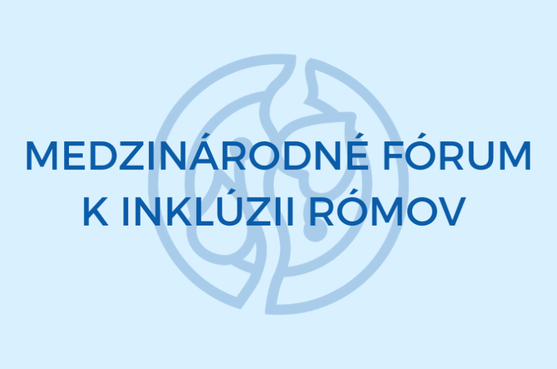 Grafika s nápisom Medzinárodné fórum k inklúzii Rómov